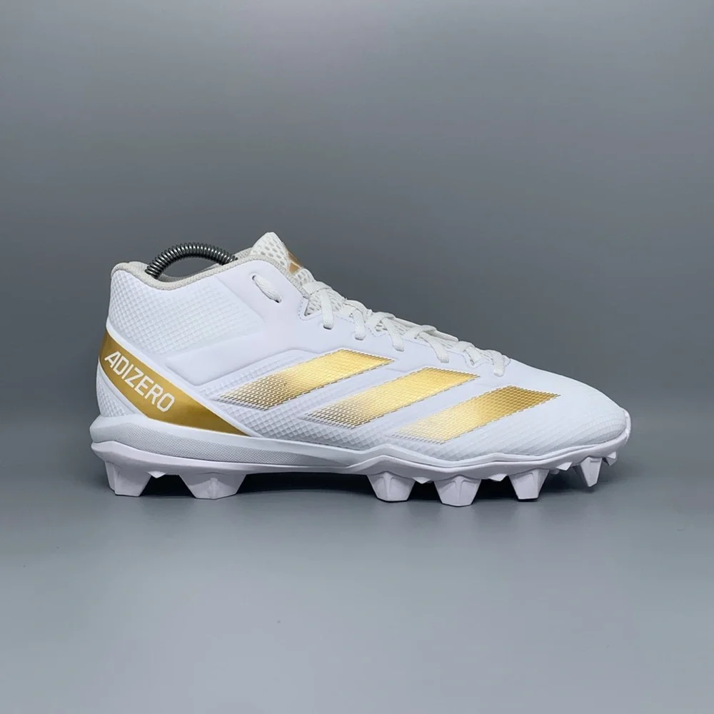 Adidas Adizero Impact.2 MD White Gold Football Cleats IF5106 Men’s Sz‎ 12 NWT